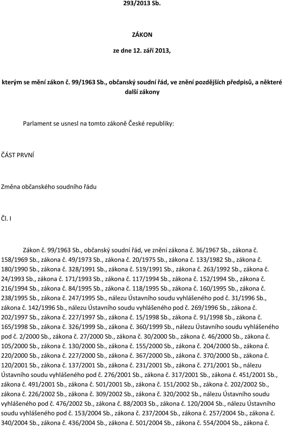 , občanský soudní řád, ve znění zákona č. 36/1967 Sb., zákona č. 158/1969 Sb., zákona č. 49/1973 Sb., zákona č. 20/1975 Sb., zákona č. 133/1982 Sb., zákona č. 180/1990 Sb., zákona č. 328/1991 Sb.