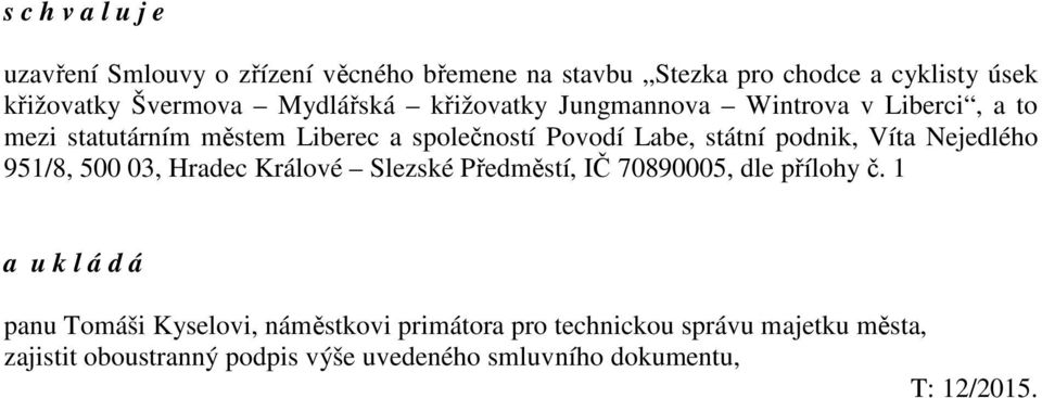 podnik, Víta Nejedlého 951/8, 500 03, Hradec Králové Slezské Předměstí, IČ 70890005, dle přílohy č.