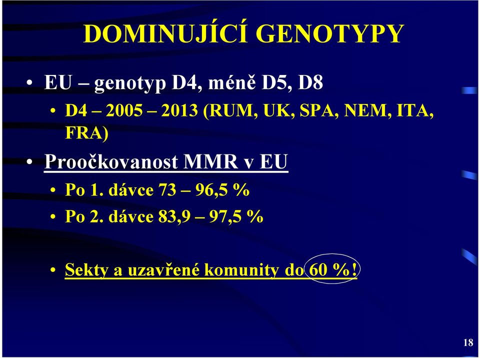 ProočkovanostMMR v EU Po 1. dávce 73 96,5 % Po 2.