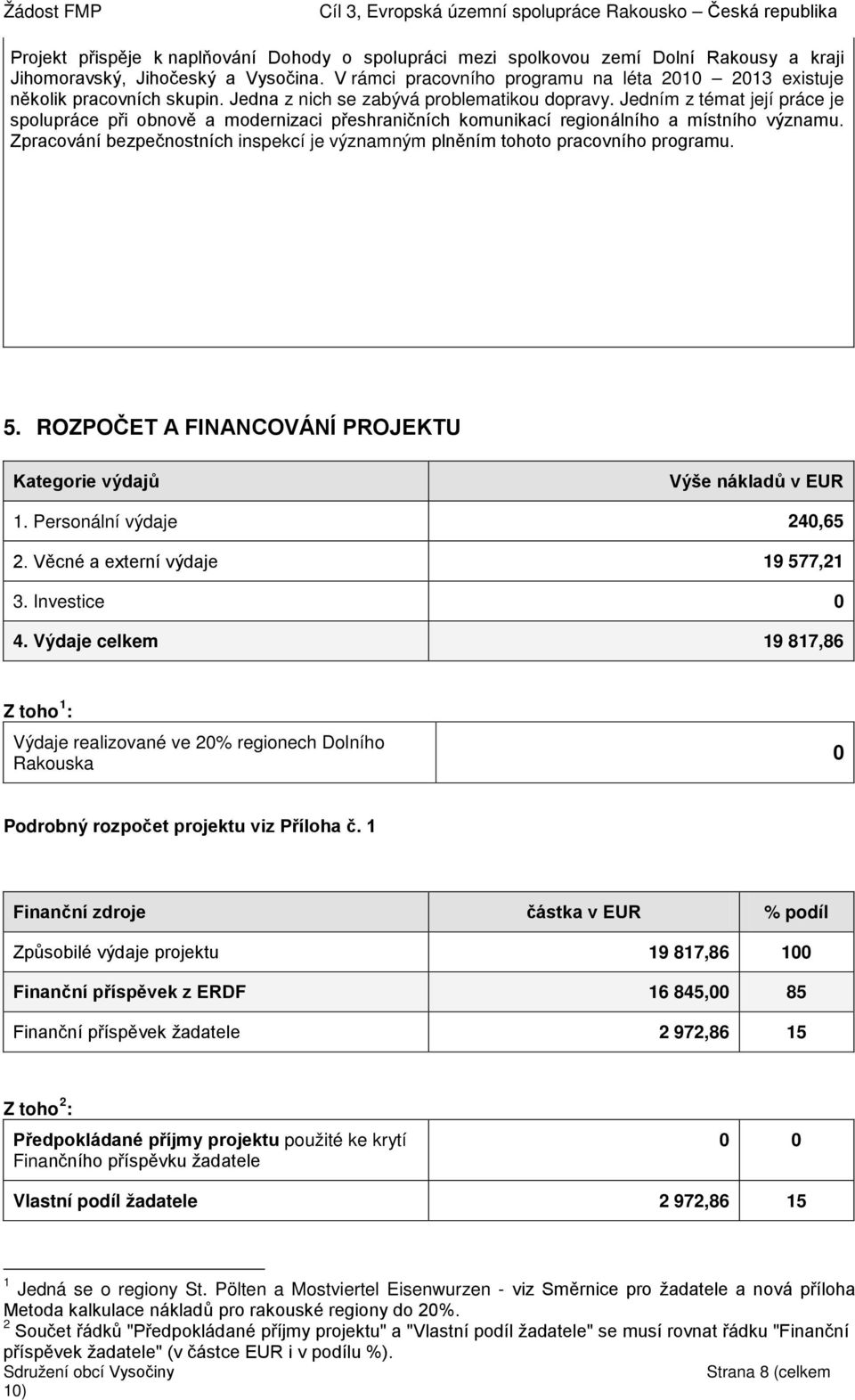 Jedním z témat její práce je spolupráce při obnově a modernizaci přeshraničních komunikací regionálního a místního významu.