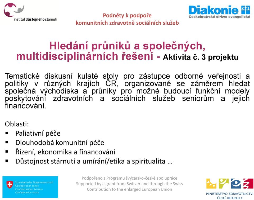 se záměrem hledat společná východiska a průniky pro možné budoucí funkční modely poskytování zdravotních a sociálních