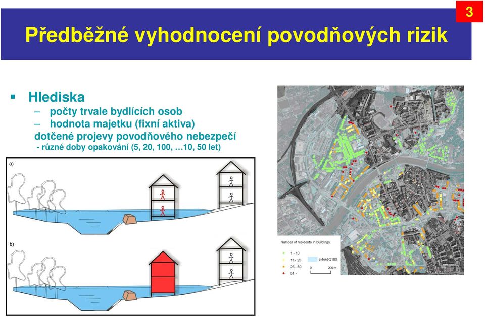 IS Flood Resident (databáze záplavových území) obsahuje informace: povodňové rozlivy Q 5, Q 20, Q 100