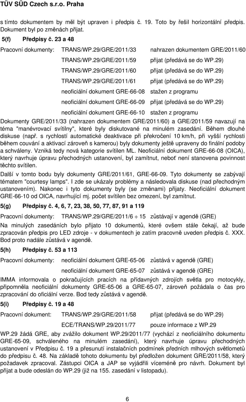 29/GRE/2011/61 neoficiální dokument GRE-66-08 stažen z programu neoficiální dokument GRE-66-09 neoficiální dokument GRE-66-10 stažen z programu Dokumenty GRE/2011/33 (nahrazen dokumentem GRE/2011/60)