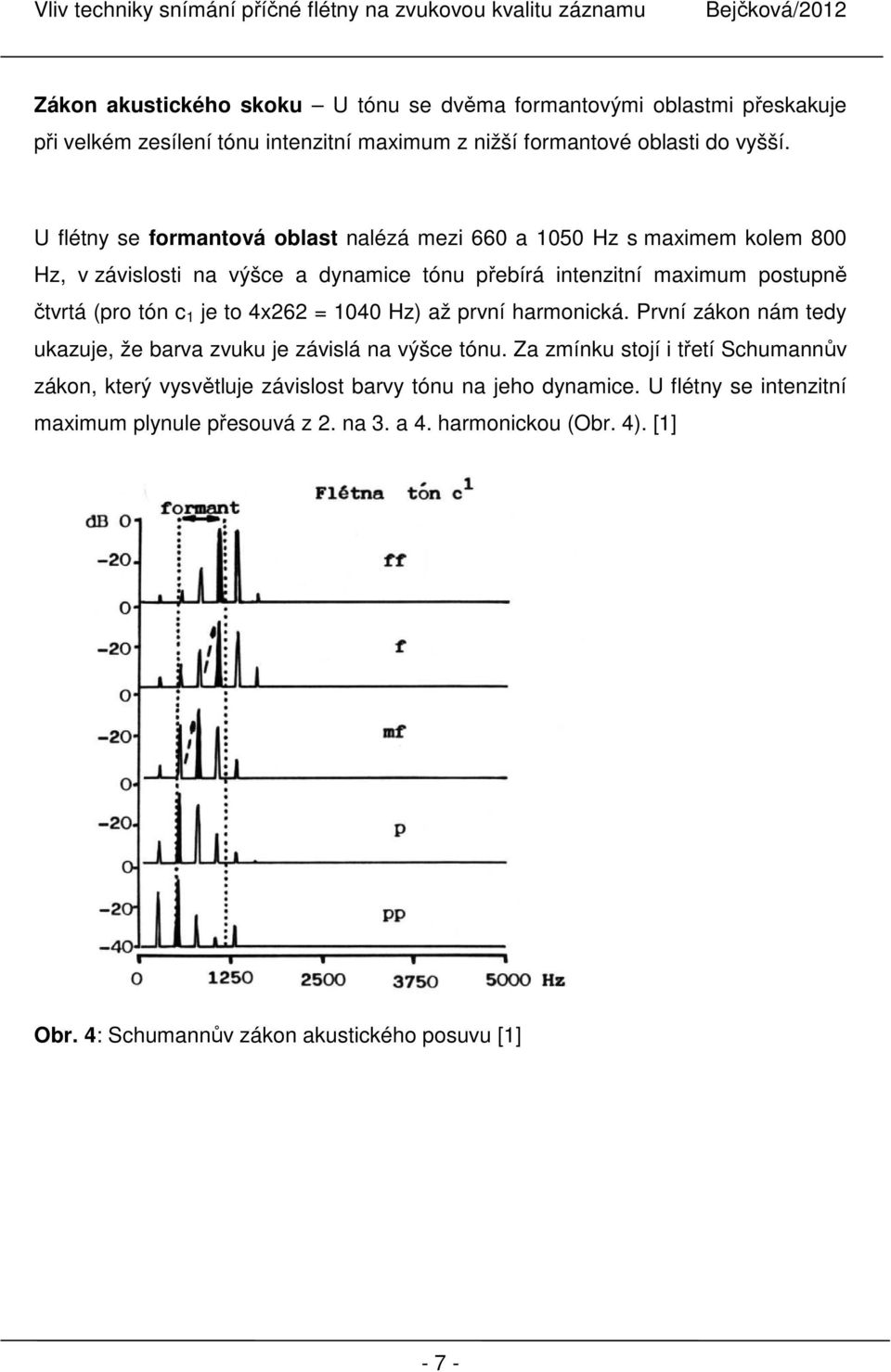 c 1 je to 4x262 = 1040 Hz) až první harmonická. První zákon nám tedy ukazuje, že barva zvuku je závislá na výšce tónu.