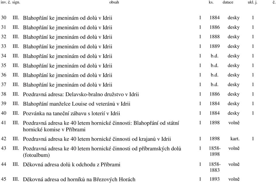 Blahopřání ke jmeninám od dolů v Idrii 1 b.d. desky 1 36 III. Blahopřání ke jmeninám od dolů v Idrii 1 b.d. desky 1 37 III. Blahopřání ke jmeninám od dolů v Idrii 1 b.d. desky 1 38 III.