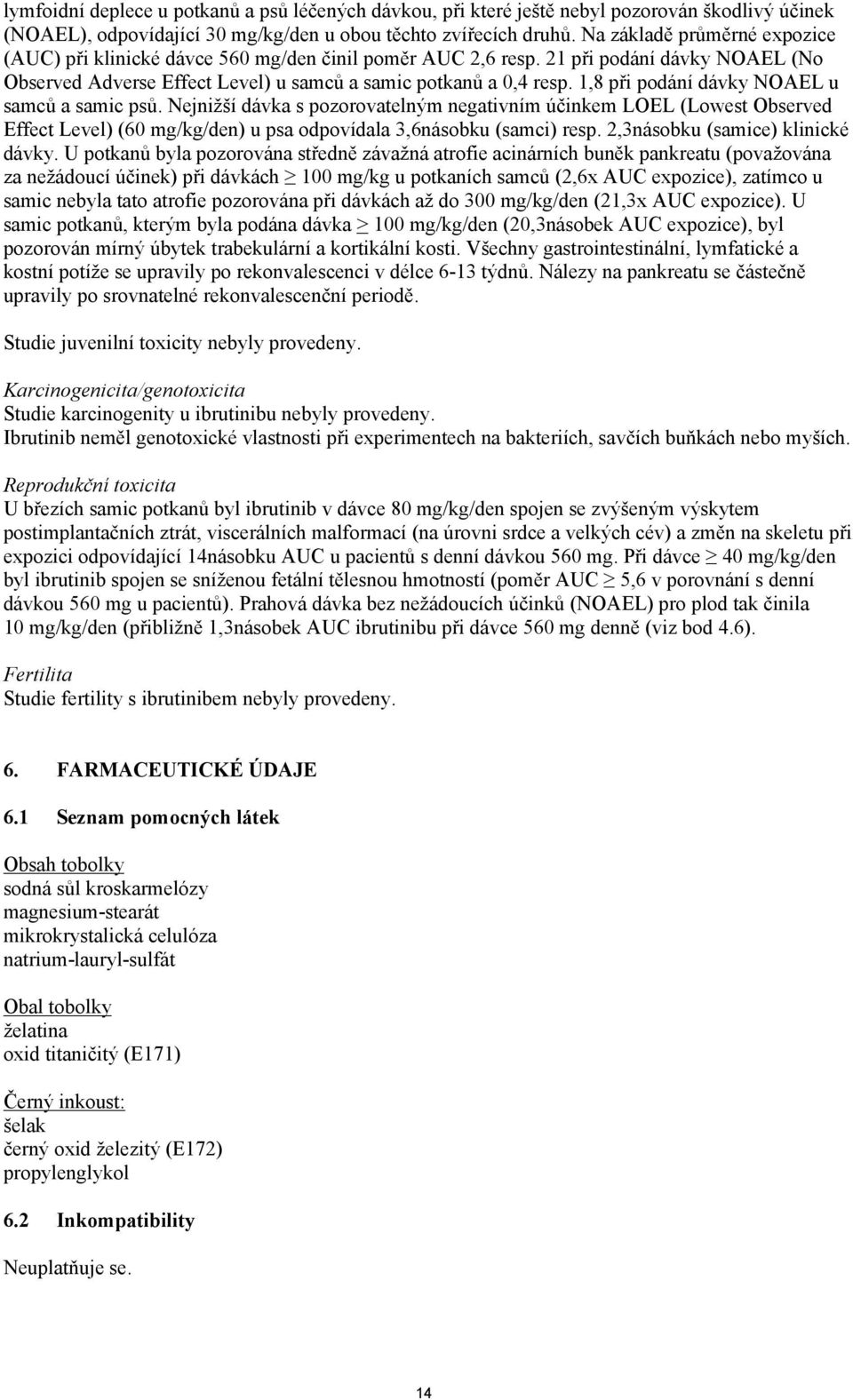 1,8 při podání dávky NOAEL u samců a samic psů. Nejnižší dávka s pozorovatelným negativním účinkem LOEL (Lowest Observed Effect Level) (60 mg/kg/den) u psa odpovídala 3,6násobku (samci) resp.