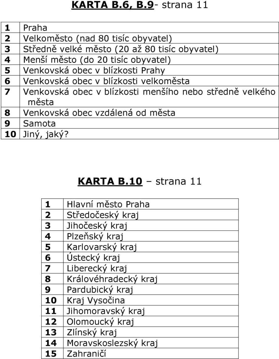 blízkosti Prahy 6 Venkovská obec v blízkosti velkoměsta 7 Venkovská obec v blízkosti menšího nebo středně velkého města 8 Venkovská obec vzdálená od města 9