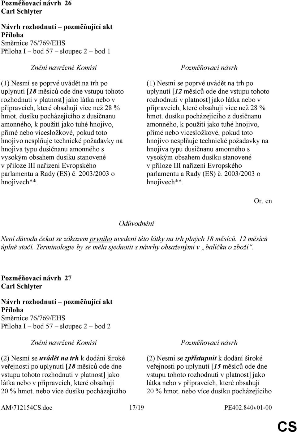 dusíku stanovené v příloze III nařízení Evropského parlamentu a Rady (ES) č. 2003/2003 o hnojivech**.