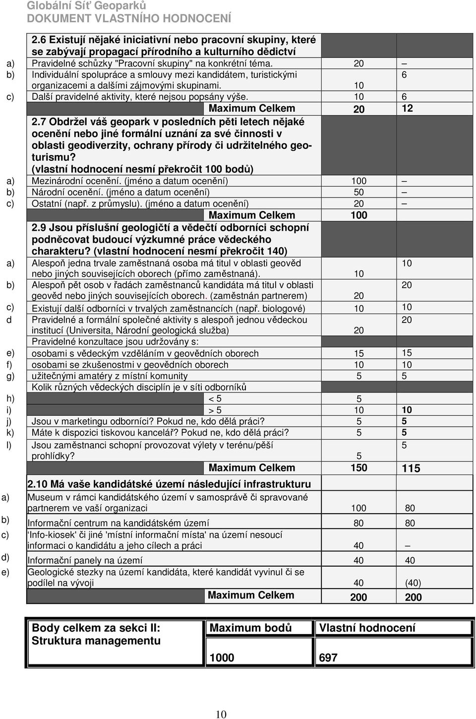 20 b) Individuální spolupráce a smlouvy mezi kandidátem, turistickými 6 organizacemi a dalšími zájmovými skupinami. 10 c) Další pravidelné aktivity, které nejsou popsány výše.