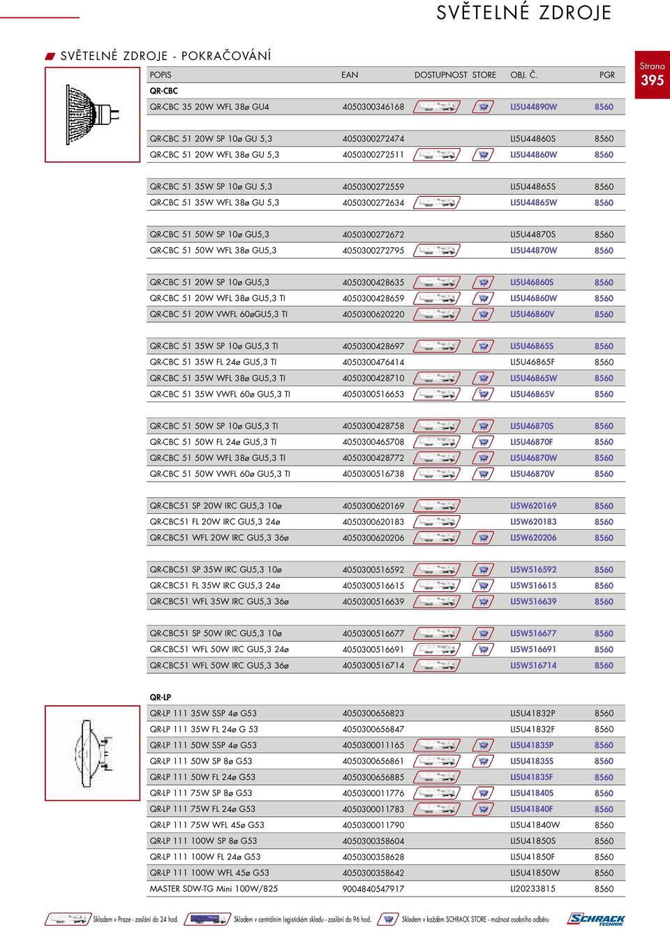 QR-CBC 51 20W SP 10ř GU5,3 4050300428635 LI5U46860S QR-CBC 51 20W WFL 38ř GU5,3 TI 4050300428659 LI5U46860W QR-CBC 51 20W VWFL 60řGU5,3 TI 4050300620220 LI5U46860V QR-CBC 51 35W SP 10ř GU5,3 TI