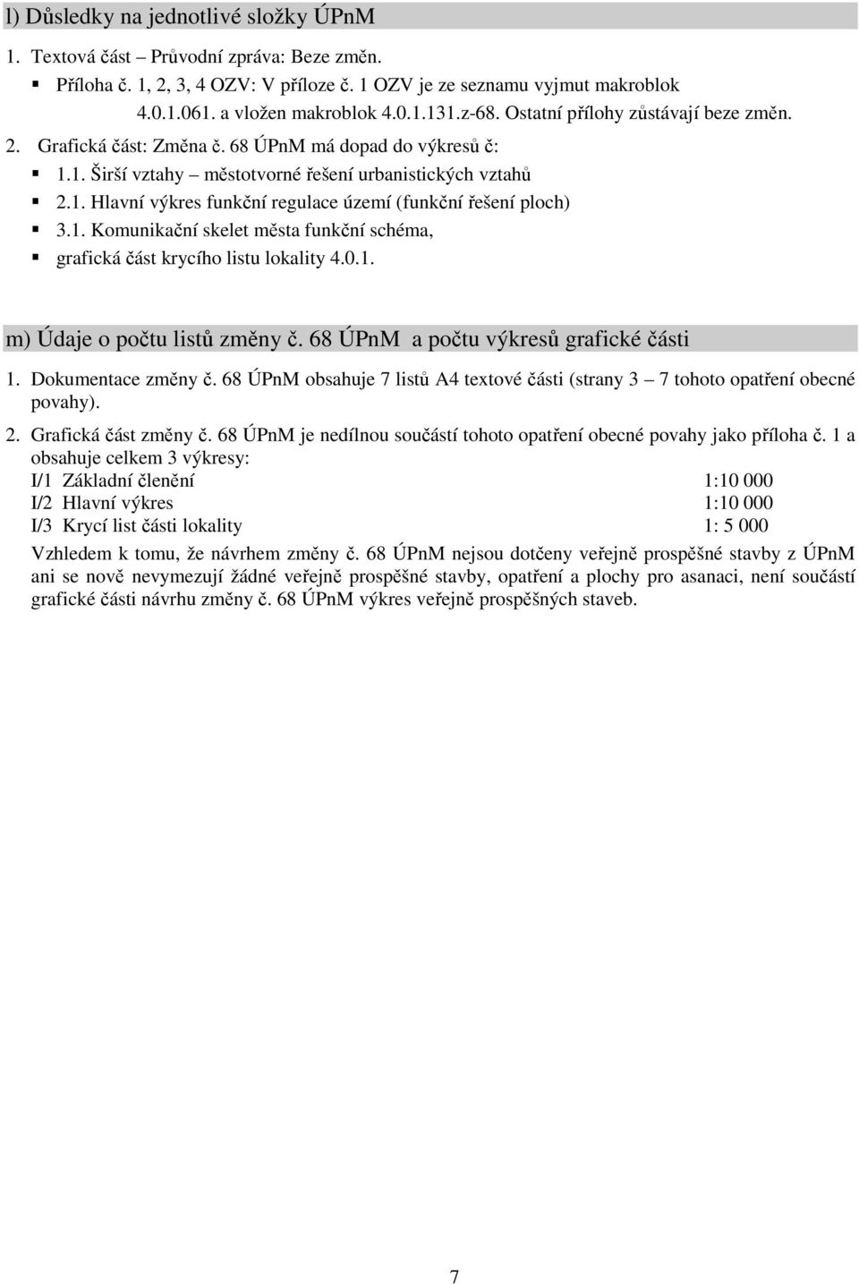 1. Komunikační skelet města funkční schéma, grafická část krycího listu lokality 4.0.1. m) Údaje o počtu listů změny č. 68 ÚPnM a počtu výkresů grafické části 1. Dokumentace změny č.