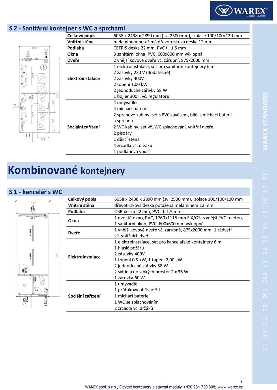 regulátoru 4 umyvadlo 4 míchací baterie 2 sprchové kabiny, set s PVC závěsem, bílé, s míchací baterií a sprchou 2 WC kabiny, set vč.