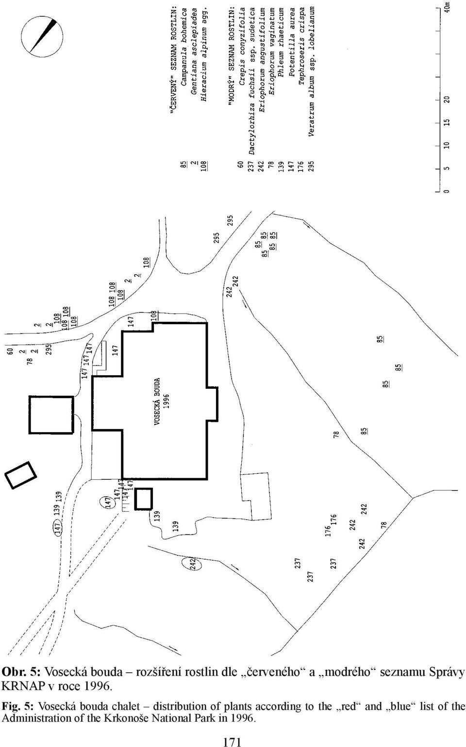 5: Vosecká bouda chalet distribution of plants according to