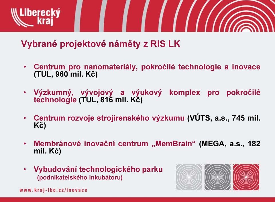 Kč) Centrum rozvoje strojírenského výzkumu (VÚTS, a.s., 745 mil.