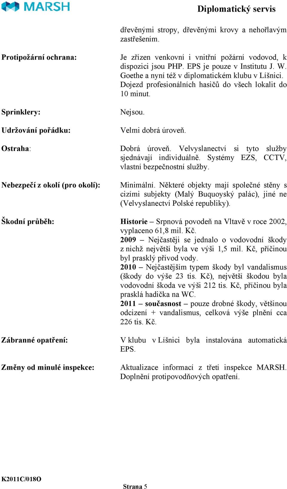 Goethe a nyní též v diplomatickém klubu v Líšnici. Dojezd profesionálních hasičů do všech lokalit do 10 minut. Nejsou. Velmi dobrá úroveň. Dobrá úroveň.