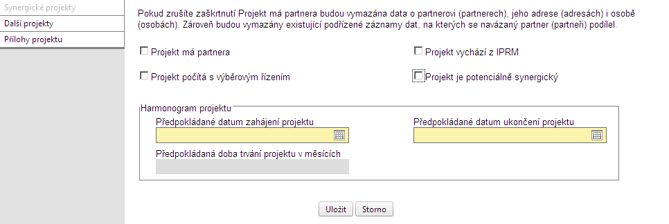 Žadatel vyplňuje pouze pole Identifikace žádosti. Do tohoto pole vyplní vlastní název žádosti, který slouží pro lepší orientaci žadatele v aplikaci.