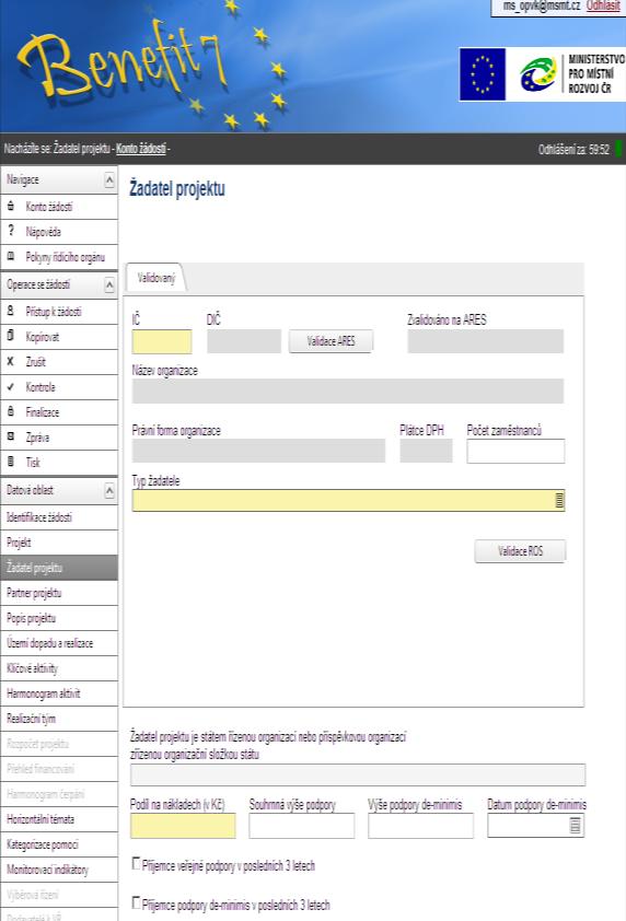 Harmonogram projektu Po stisknutí číselníku v pravém rohu obou políček se zobrazí kalendář, kde se vyberou příslušná data.