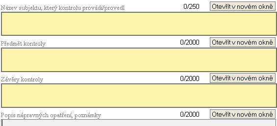 16.16. Kontroly (PO 1-5) Záloţka slouţí pro uvedení všech ukončených kontrol za monitorovací období, které byly provedené jiným subjektem neţ ŘO OP VaVpI.