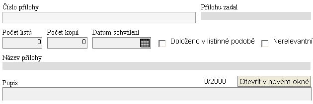 16.18. Přílohy (PO 1-5) Záloţka obsahuje předdefinovaný seznam příloh, které přikládá příjemce k papírové verzi MZ (výstupu z Benefit7).