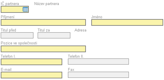 14.8. Osoby partnera (PO 1-3,5) Záloţka podává informace o kontaktních údajích na osoby partnerů, které budou jednat za organizaci partnera.