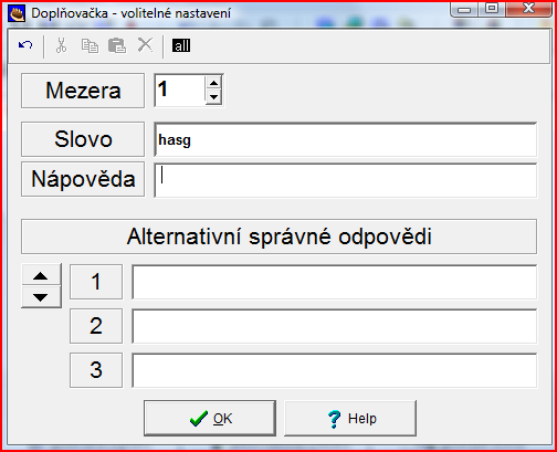 JCloze Zadejte název testu Do okna zkopírujte nebo vepište text Označte část textu, který má být vynechán Klikněte