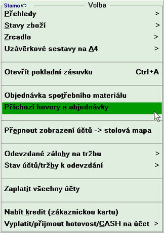 Podpora pro rozvoz jídel 167 Poznámky: Monitoring běží pouze při spuštěné pokladní části (Restkase) Příchozí hovor nemůže být zobrazen, pokud je Restkasa právě v režimu objednávky, nebo je právě