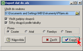 Ovládání programu 39 5.Podle uvážení vyberte cestu a název exportního souboru, písmo a další dostupné parametry. 6.Program nabídne otevření nově vytvořeného souboru.