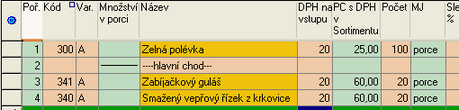 90 výroby. Pokud neznáte kódy zpaměti, vyhledávejte v Sortimentu pomocí klávesy F12 (kurzor musí stát v poli Kód), ev. můžete nové položky do Sortimentu přidat pomocí [Ctrl+F12].