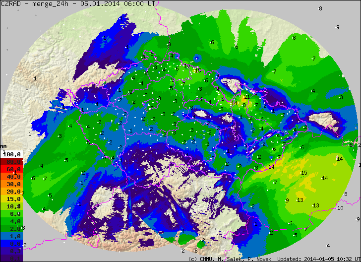 V pátek 3. 1. 2014 Situace: V nočních hodinách ze čtvrtka na pátek přecházela nevýrazná okluzní fronta. Ve vyšších hladinách stále proudil teplý vzduch.