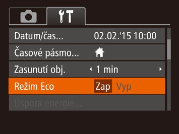 Nastavení doby pro zasunutí objektivu Objektiv se v režimu fotografování za normálních okolností zasune cca po uplynutí jedné minuty od stisknutí tlačítka [ ] v režimu fotografování (= 4).