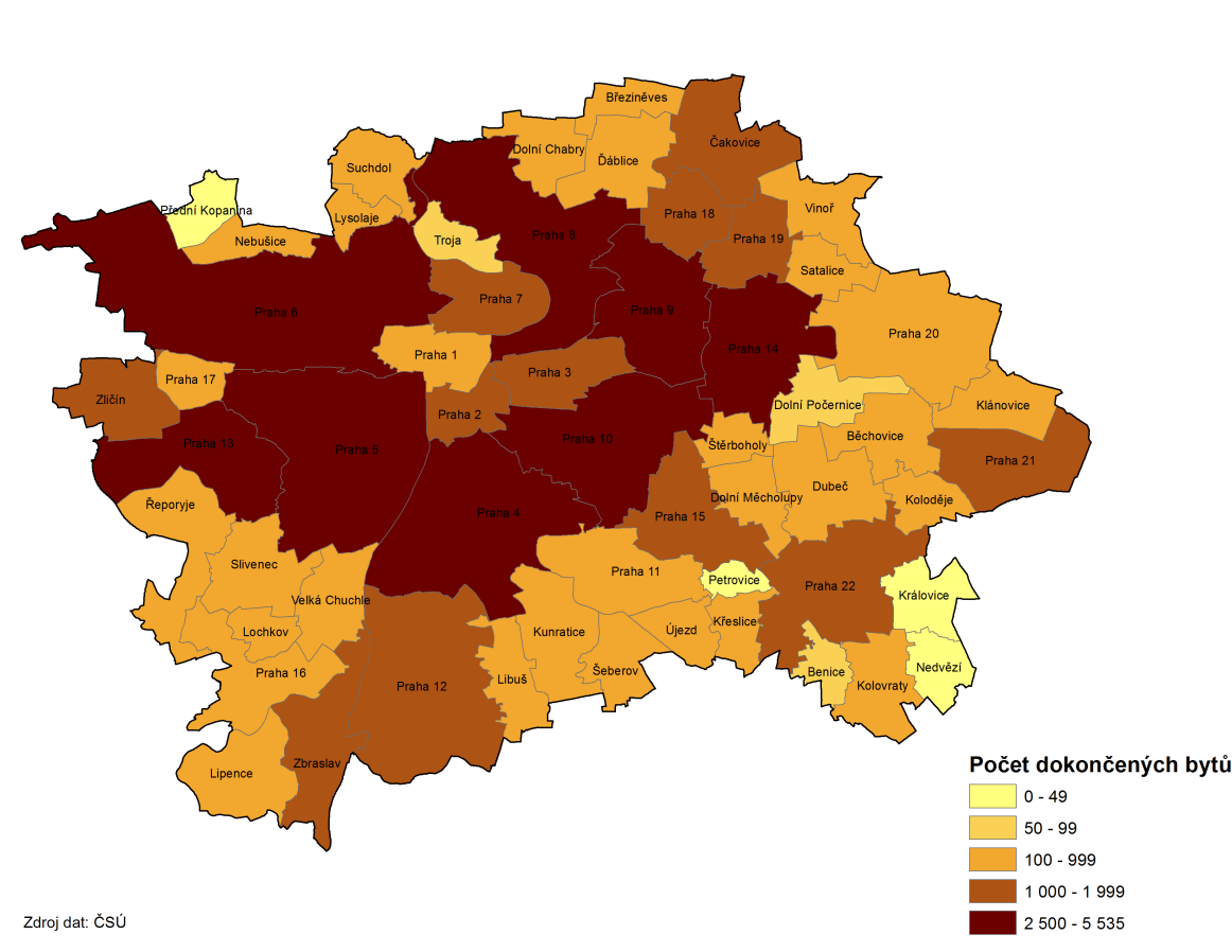 3.1 Územní distribuce bytové výstavby Rozmístění bytové výstavby je na území hlavního města velmi nerovnoměrné.