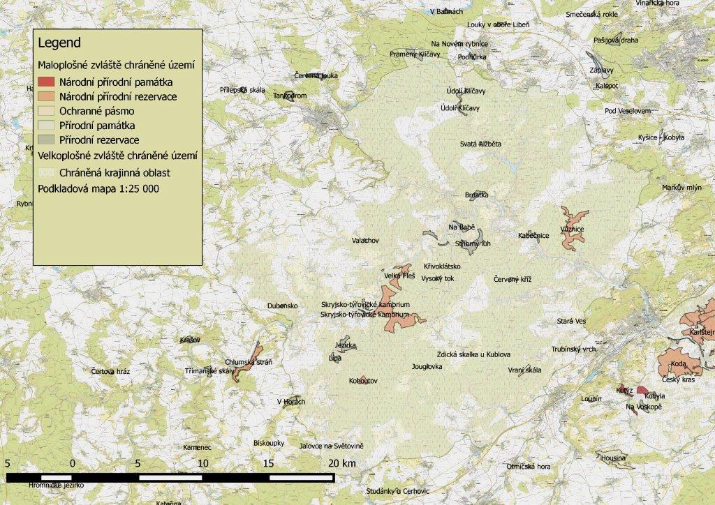 ... v číslech 99,9 % celkové výměry lesa je součástí Chráněné krajinné oblasti 1 202 ha tvoří maloplošná chráněná území 778 ha tvoří národní přírodní rezervace Výskyt ohrožených druhů 20 kriticky