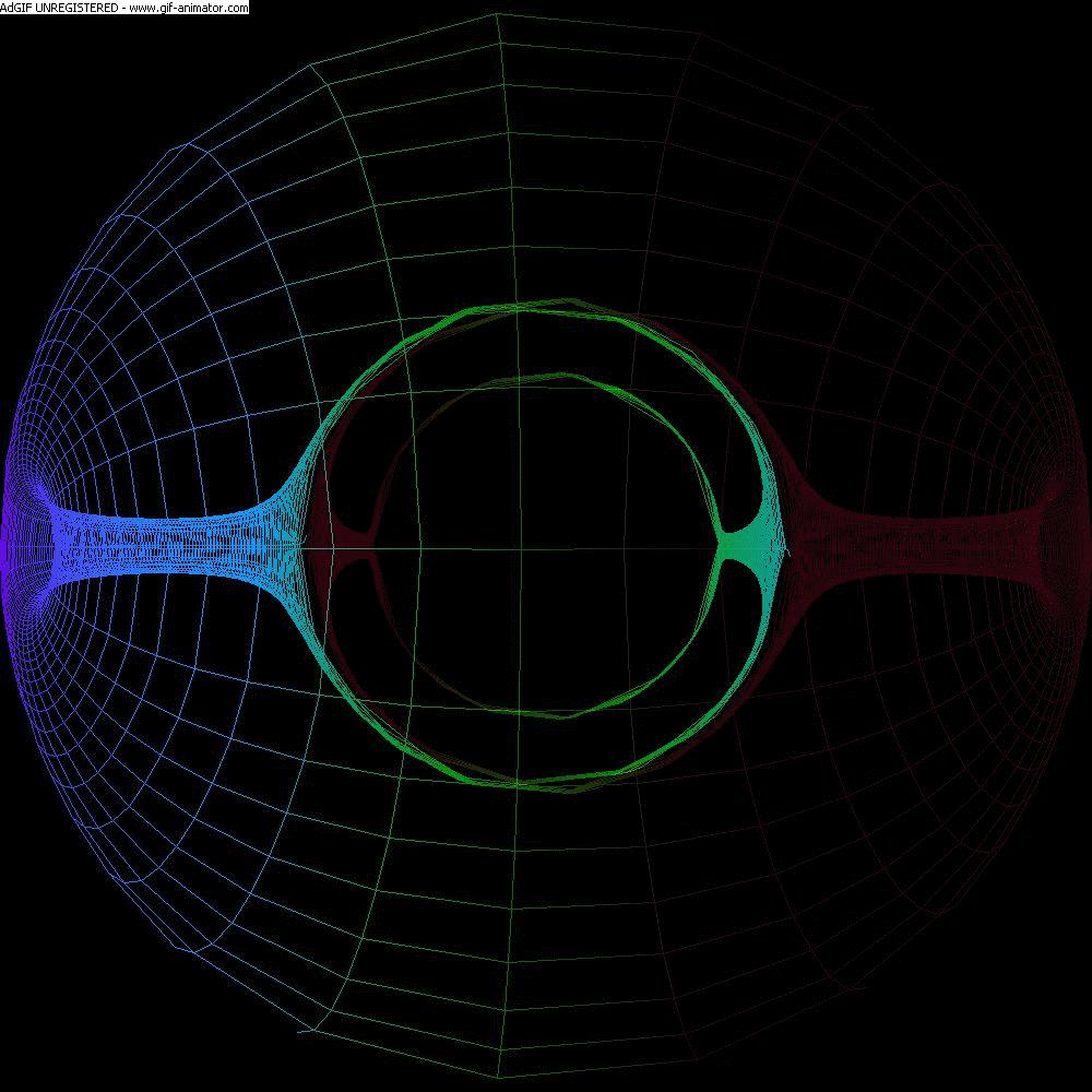 Simulace : akreční torus orbitující kolem černé díry v