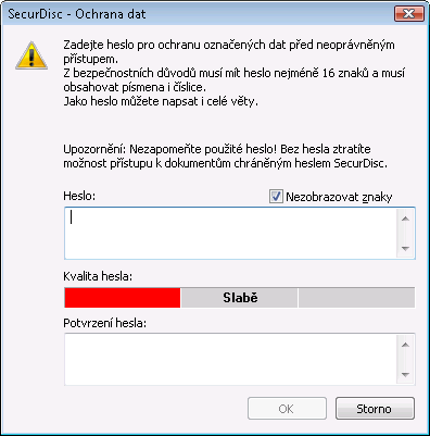 Datový disk 2. Do pole vstupů Heslo vložte požadované heslo a klepněte na tlačítko OK. Symbol zámku znamená, že veškerá data jsou chráněna.