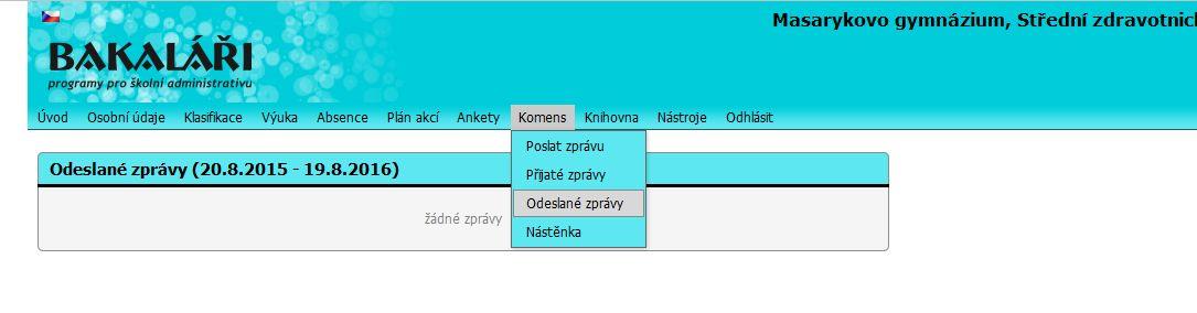 20 Odeslané zprávy V kartě Odeslané zprávy je možné kontrolovat odeslané zprávy.