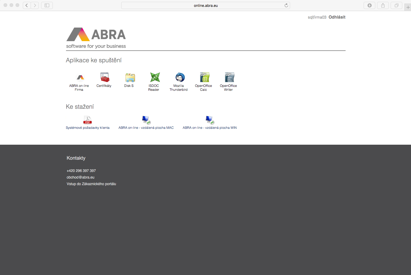 1. Spusťte váš oblíbený internetový prohlížeč a otevřete adresu: online.abra.eu 2.