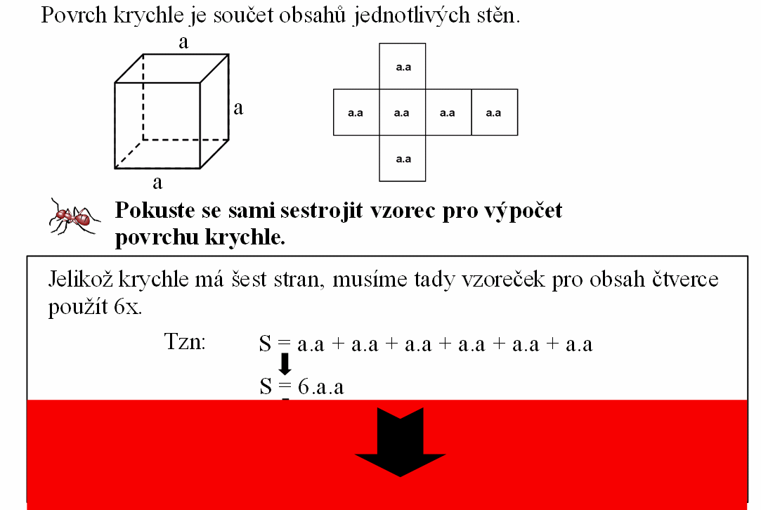 Vzorec zakrývá červená clona, která je vytvořena z obdélníku s červenou výplní. Šipka, která ukazuje směr pohybu clony je součástí programu ACTIVstudio. Zde je potřeba nastavit směr pohybu.