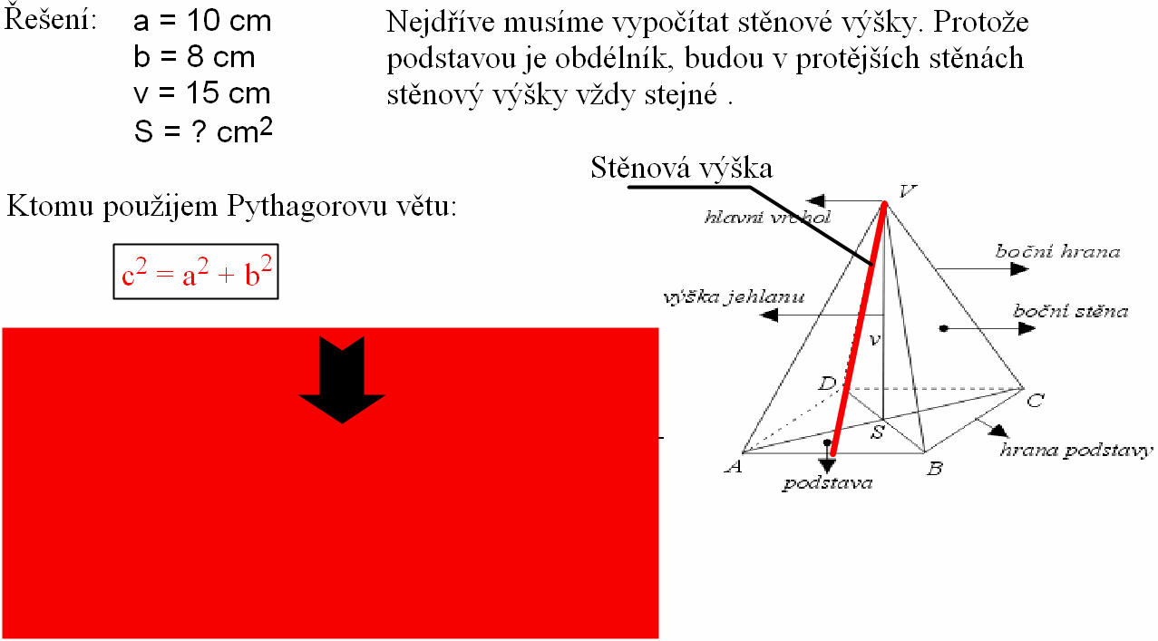 5.5 Jehlan POVRCH A OBJEM JEHLANU První stránka má za úkol žáky seznámit s jehlanem jako takovým.