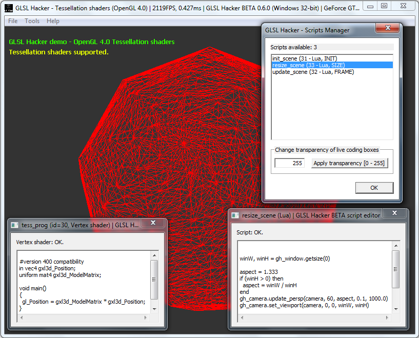 Nástroje pro editaci shaderů Glsl Hacker (verze 0.5.0) [8] Obrázek 4.