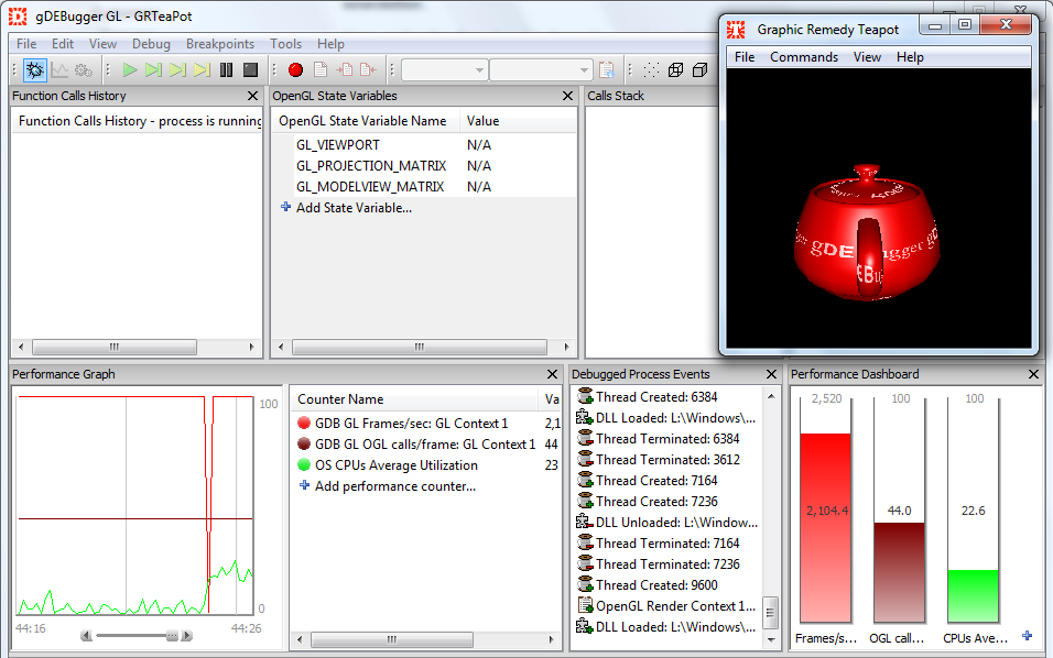 Nástroje pro editaci shaderů gdebugger (verze5.8.1) [9] 4.3 gdebugger (verze5.8.1) [9] Obrázek 4.