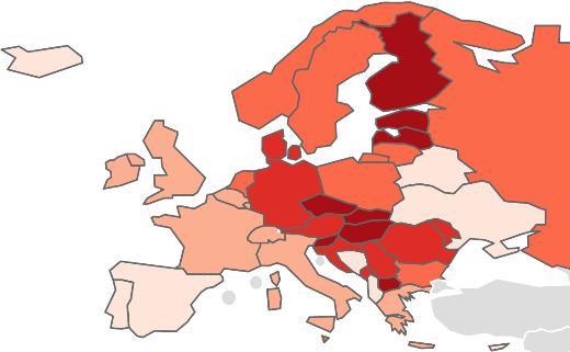 Croatia Romania Sweden Lithuania The Netherlands Russian Federation Bulgaria Poland Norway Malta France (metropolitan) Italy Ireland Luxembourg Belgium United Kingdom Switzerland Greece Spain Ukraine