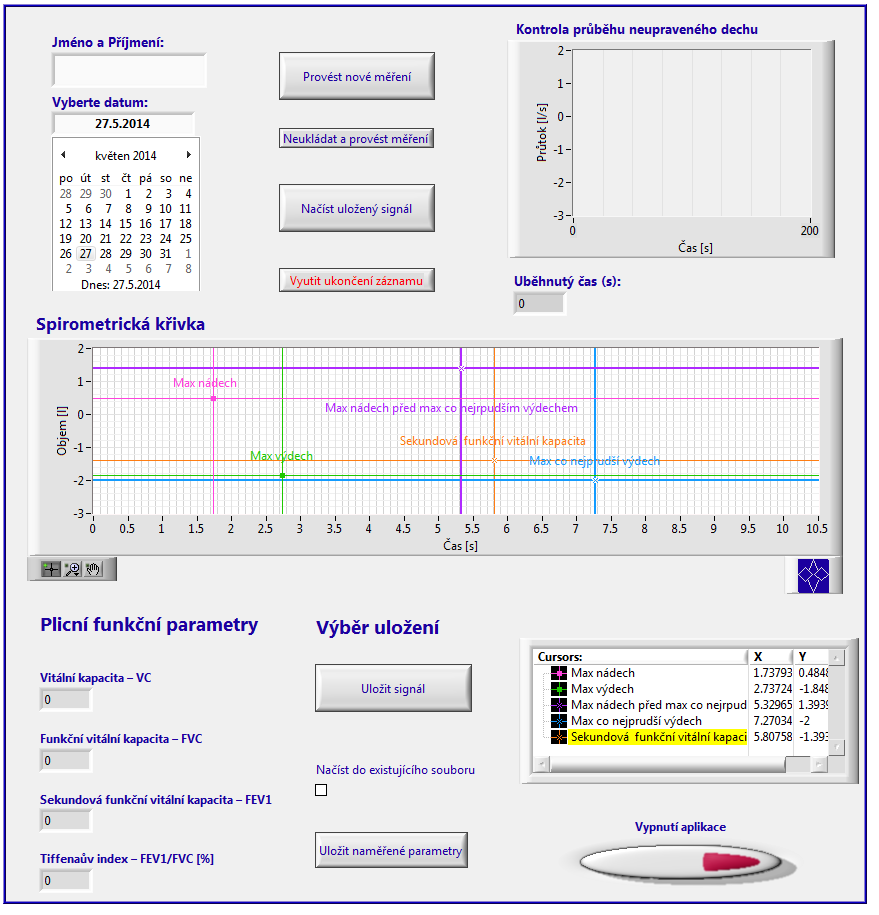 Obrázek 15: Čelní panel programu pro