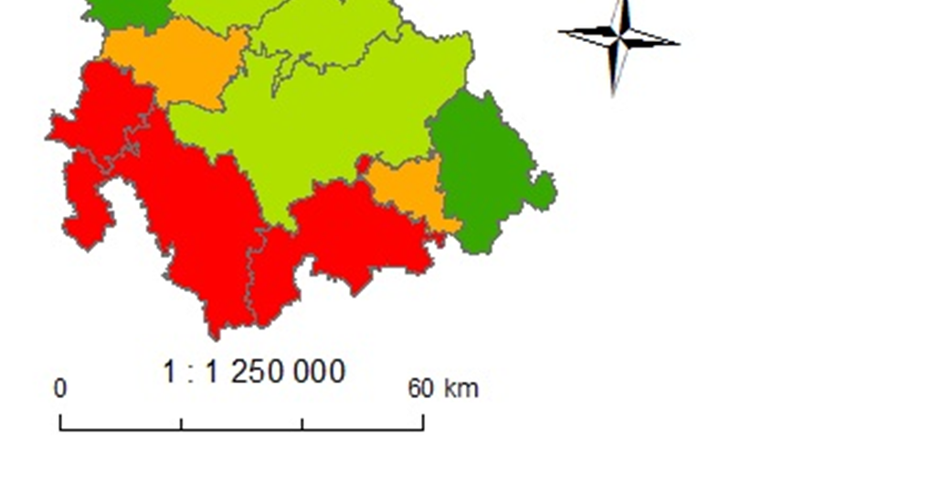 Obr. 5: Podíl osob starších 65 let ve správních obvodech ORP Olomouckého kraje roku 2011 Zdroj: Sčítání lidu, domů a bytů 2011, ČSÚ, 2013, vlastní úprava v programu ArcMap 10.