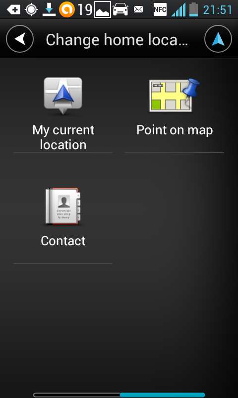 Vybereme "Settings" Vybereme "Change home location"