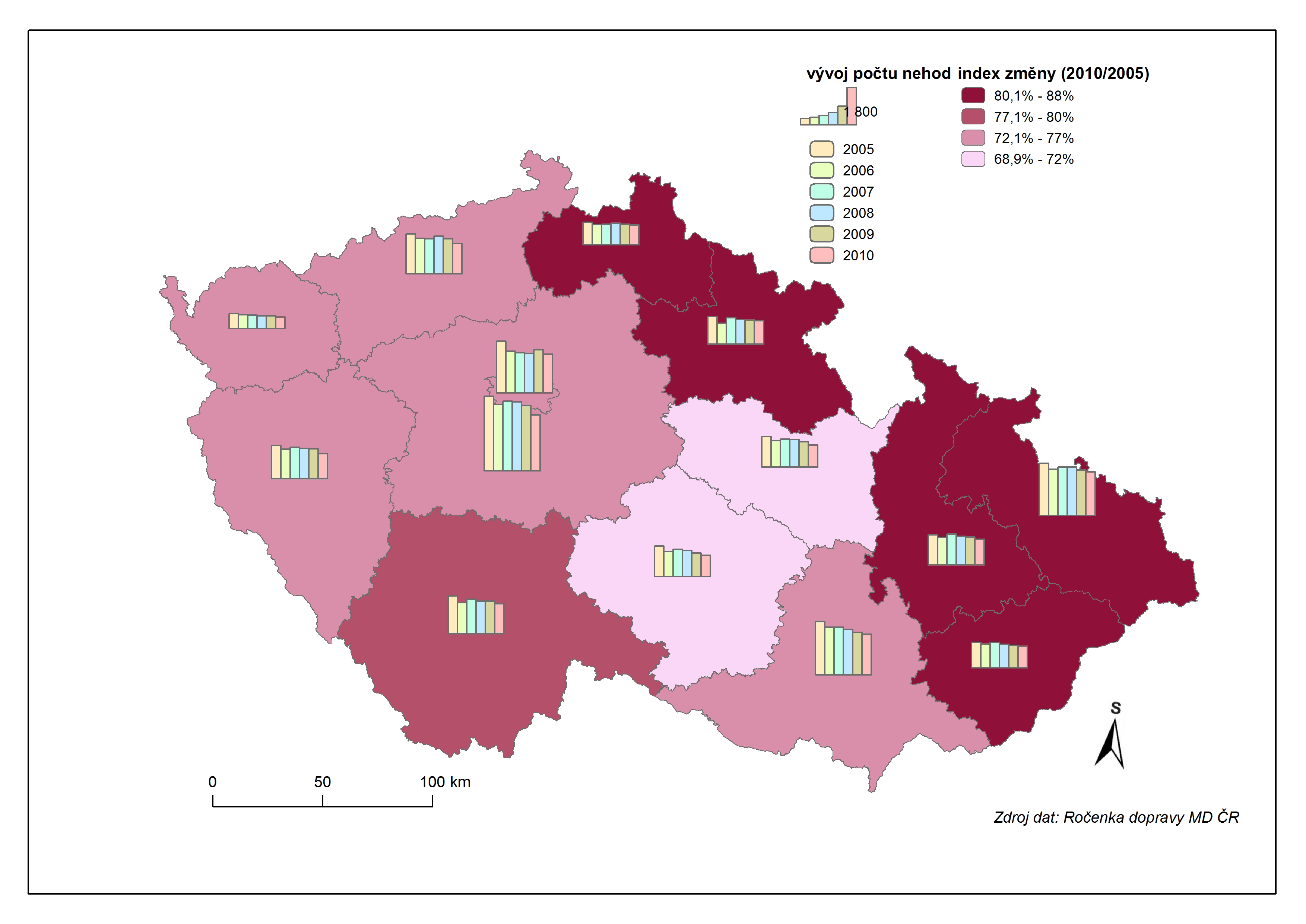 2005 2006 2007 2008 2009 2010 Celkem ČR 25239 22115 23060 22481 21706 19676 Zdroj: Ročenka dopravy MD ČR Přestože v České republice dochází během posledních několika let ke zlepšení situace v