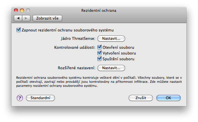 6.1 Antivirus a antispyware Antivirová ochrana chrání před útoky škodlivého kódu. Při detekci je schopna hrozbu zablokovat, léčit případně vymazat nebo umístit do karantény. 6.1.1 Rezidentní ochrana