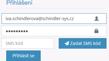 Po rozkliknutí tlačítka SMS autorizace si uživatel může zaškrtnout možnost zasílání autorizačních sms.