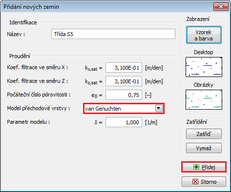 Schéma geometrie tělesa násypu včetně jednotlivých bodů rozhraní je patrné z následujícího obrázku.