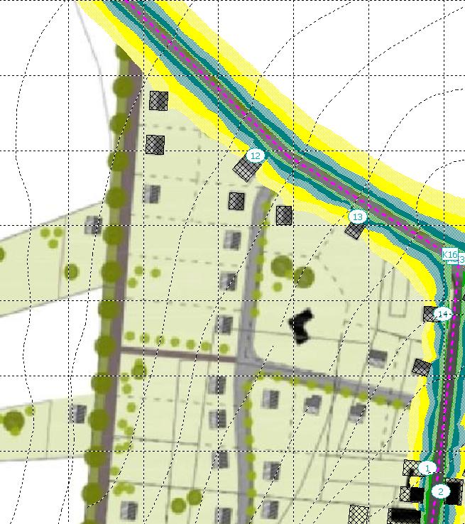 OBRAZOVÉ PŘÍLOHY Hluková studie Přeložka silnice II/334, Horní Kruty HORNÍ KRUTY možný stav hlučnosti v chráněném venkovním prostoru staveb