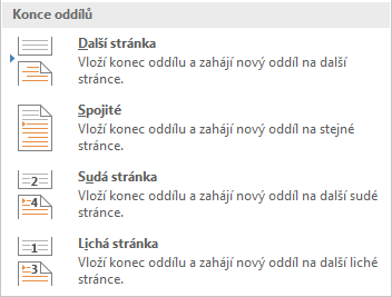 Typy konců oddílů BMOF011